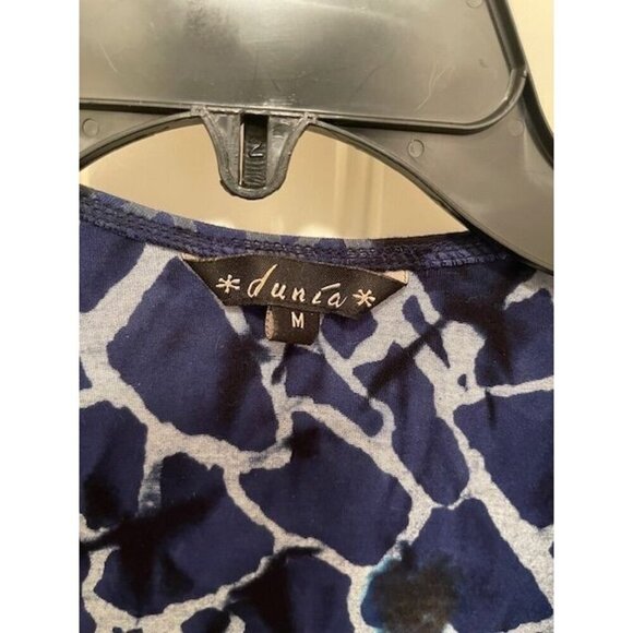 DUNIA Y2K Blue Animal Print Wrap Dress 3/4 Sleeve - Rayon & Lycra Blend - Women' - Picture 9 of 14